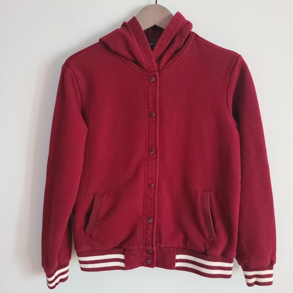 Forever 21 Burgundy Hooded Sweatshirt Size M